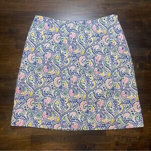Boden Terraza Paisley Floral Skirt Straight Classic Preppy Pencil Knee Sz 6R